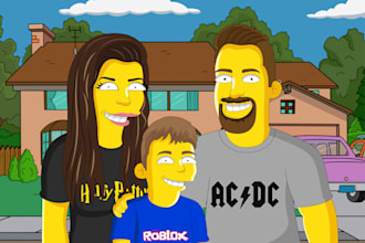 draw an amazing yellow cartoon in simpson cartoon style