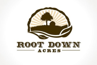 design organic farm root down acres logo in 1 day