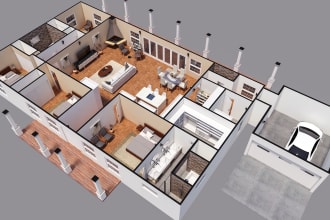 do architectural 3d floor plan and rendering