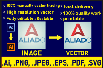 recreate, vector tracing, vectorize raster logo in 6 hrs