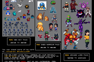 create pixel art characters, items, etc and animate them