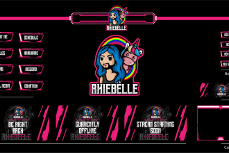 design stream overlay package for twitch, youtube, kick