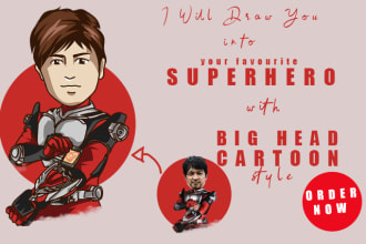 create your pict into big head with superhero style