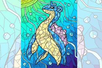 draw you a pokemon or fakemon in a stained glass style