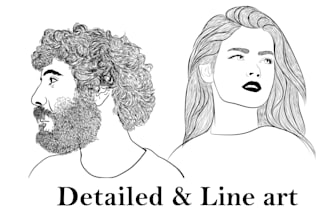 draw black and white detailed vector line art sketch illustration