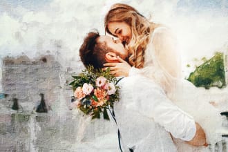 draw watercolor portrait wedding couple family gift