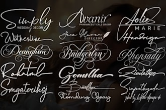 design script calligraphy stylish handwritten signature logo