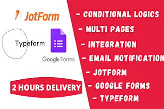 create online jotform, google form,  typeform, survey form