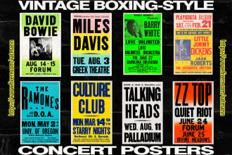 design vintage boxing style concert poster or wood type poster