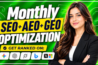 do complete monthly website on page GEO, aeo local and ai SEO optimization