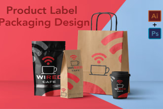 professional box packaging, coffee bag, and cosmetic label design service
