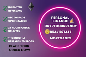 write SEO blog posts or articles on personal finance, crypto and real estate