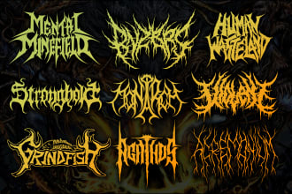 create black, death metal, grindcore deathcore band logo