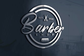 design vintage, emblem, stamp, badge and barber shop logo