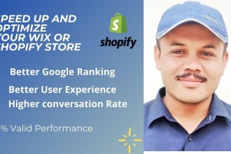 speed up and optimize  your shopify or wix store in 24 hours