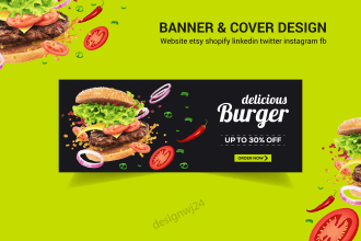 design banner and cover for website, facebook, twitter, linkedin, etsy, shopify