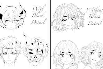 draw line art manga anime style illustration with my style