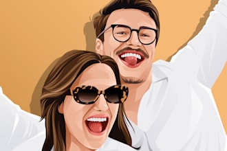 draw couple portrait illustration from photo