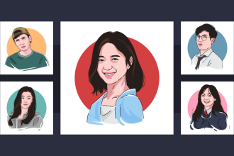 draw headshot cartoon portrait vector illustration for avatar