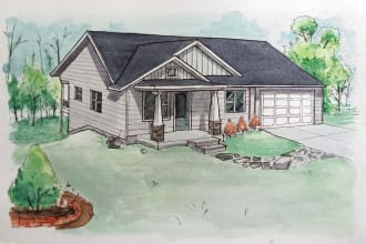 hand draw architectural sketches exterior