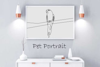draw your pet in one line drawing style