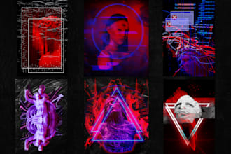 do retrowave, vaporwave ,glitch art  photoshop editing