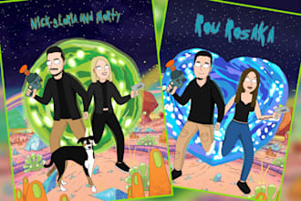 draw you in rick and morty cartoon style