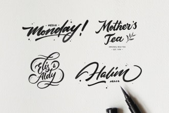 create name, words and logo with hand lettering calligraphy