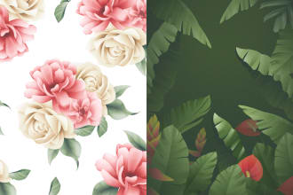 draw botanical illustration of plants and flowers