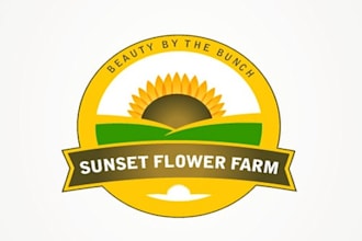 design sunset flower farm logo in 1 day