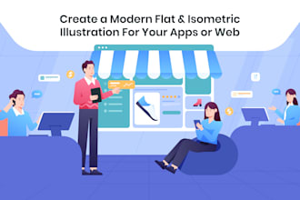 a flat and isometric illustration for apps and web