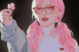 draw cartoon illustration, oc, vtuber or fanart