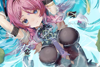 draw anime style  original character, fanart and illustration