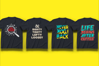 do unique custom graphic, typography, bulk t shirt and logo