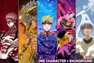 create an illustration on character comic or manga