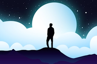 create flat vector landscape illustration