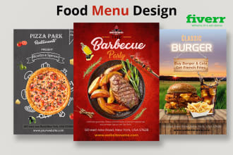design  restaurant menu or digital menu board in 24 hours