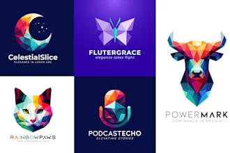 design a premium geometric or polygonal logo for you