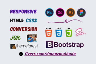 convert figma to html, xd to html, psd to html responsive bootstrap
