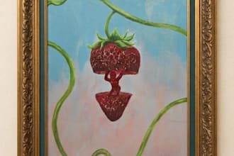 paint in a surrealist style on canvas using acrylic paint