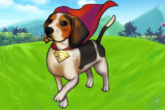draw your pet as superhero custom portrait