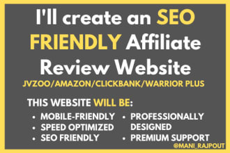 create an amazon, jvzoo, clickbank affiliate review website