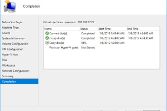 migrate convert windows physical to microsoft hyperv p2v