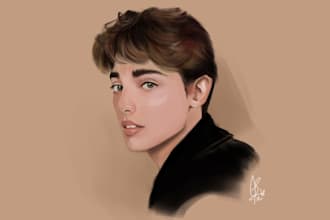 do clean line art illustration and realistic portraits