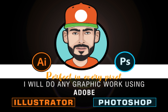 do graphic work using adobe illustrator, photoshop