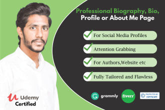 write professional biography, bio, profile or about me page