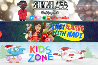 design eye catching cartoon banner and avatar for youtube