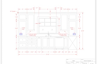 draw kitchen cabinetry, closet, bathroom drawings