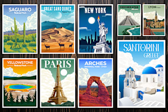 design a professional retro vintage travel poster