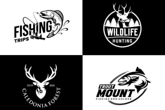 design fishing and hunting outdoor adventure logo creation
